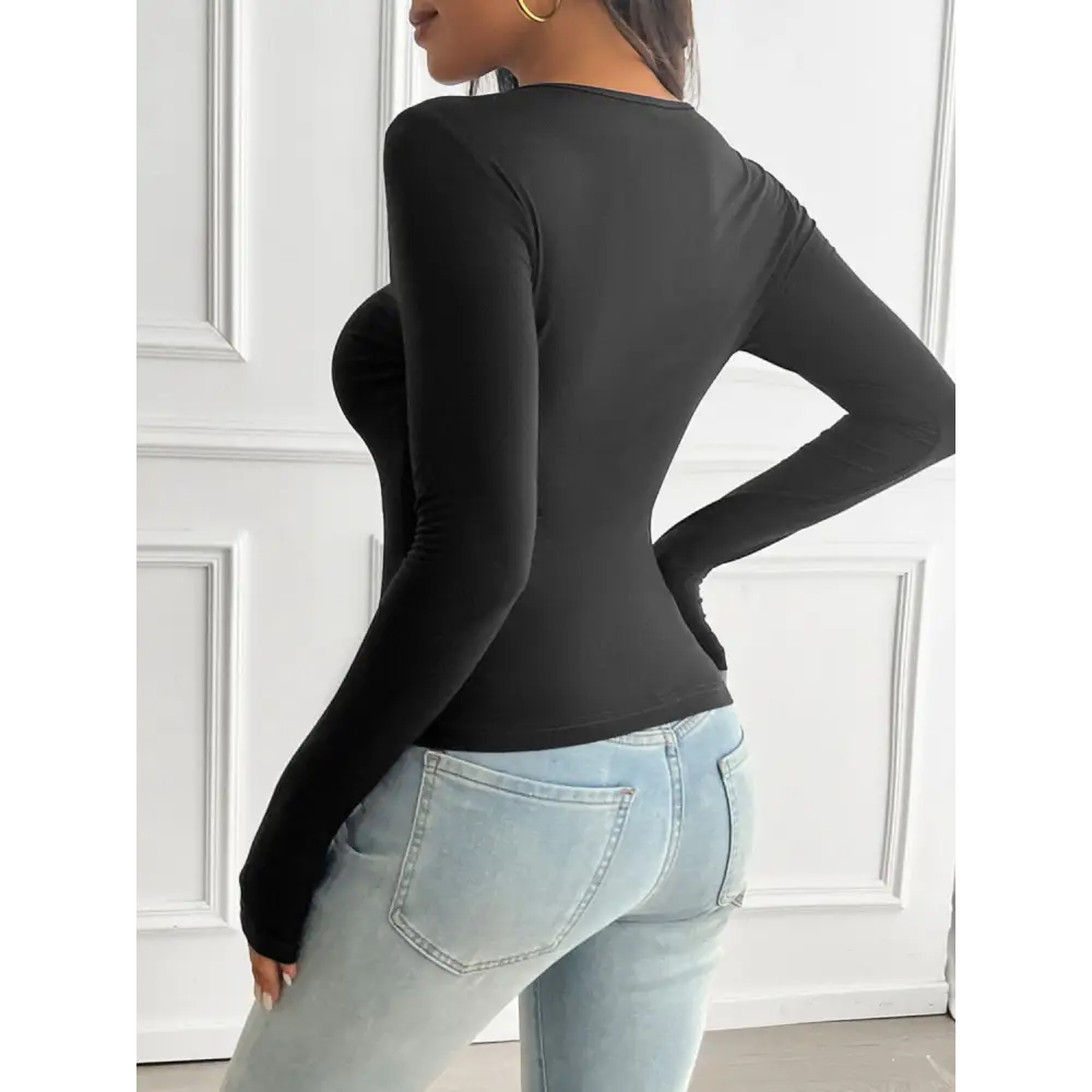 Devine Round Neck Long Sleeve T-Shirt - Tops