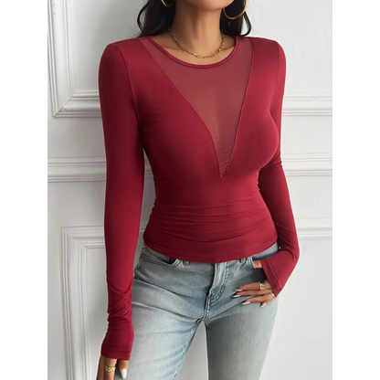 Devine Round Neck Long Sleeve T-Shirt - Tops