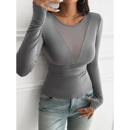 Devine Round Neck Long Sleeve T-Shirt - Tops