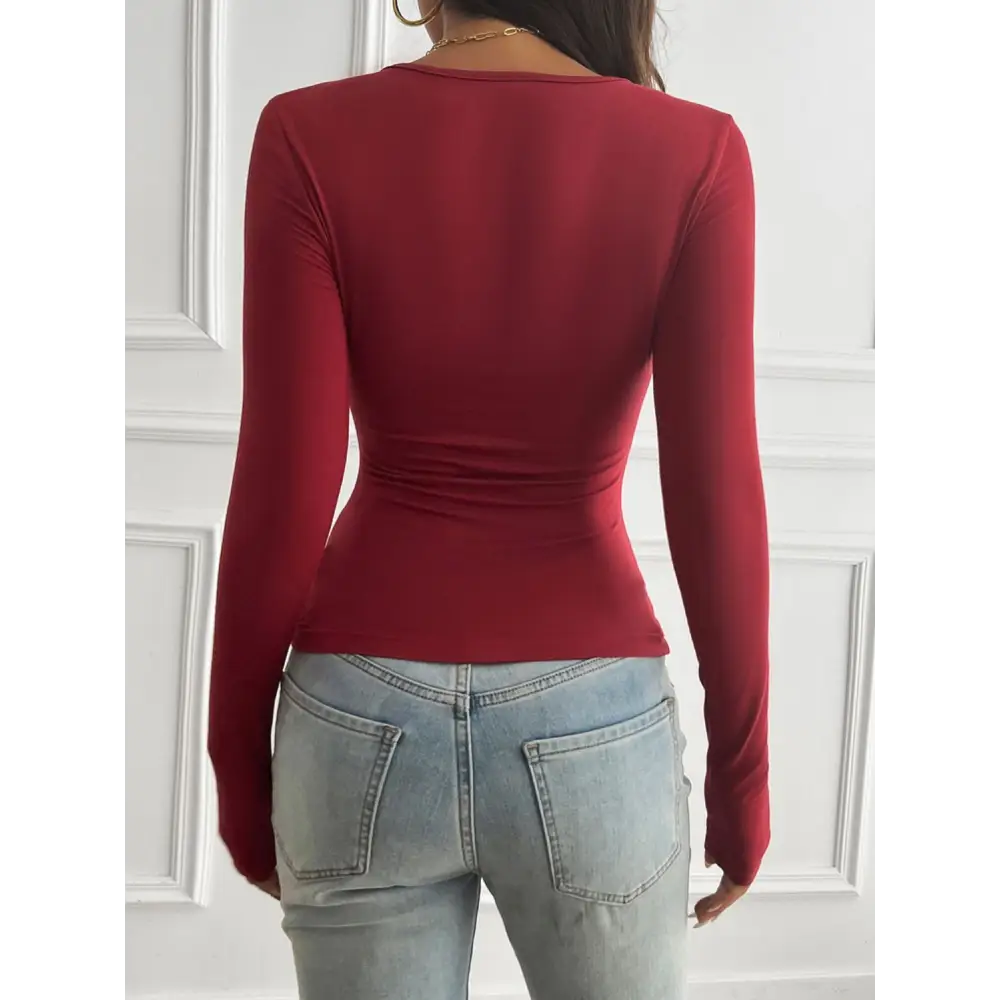 Devine Round Neck Long Sleeve T-Shirt - Tops