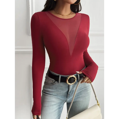 Devine Round Neck Long Sleeve T-Shirt - Tops