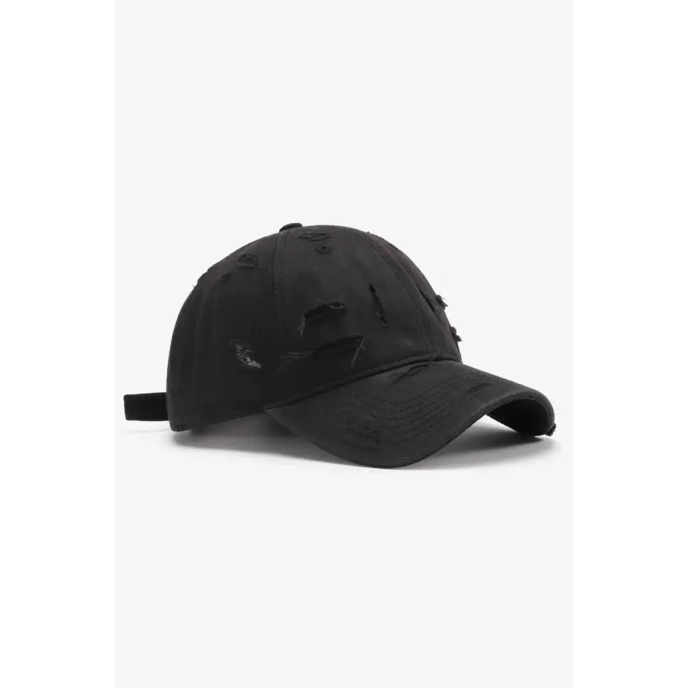 Distressed Adjustable Baseball Cap - Black / One Size