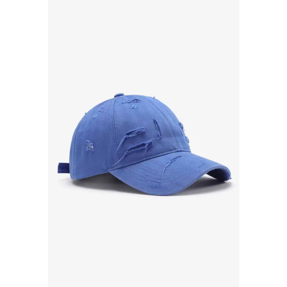 Distressed Adjustable Baseball Cap - Cobalt Blue / One Size