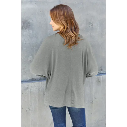 Double Take Full Size Round Neck Long Sleeve T-Shirt - Madi Gray Boutique