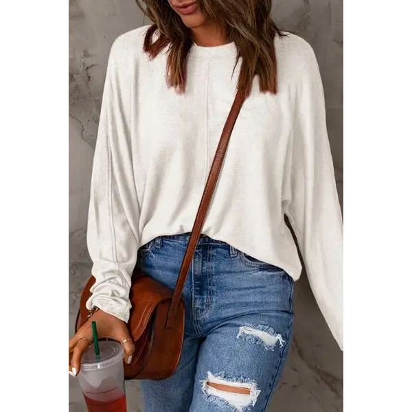 Double Take Full Size Round Neck Long Sleeve T-Shirt - Madi Gray Boutique