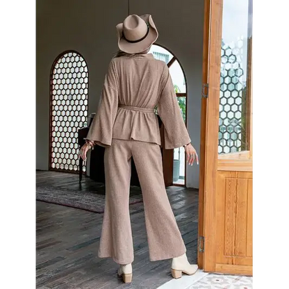 Dropped Shoulder Cardigan and Pants Set