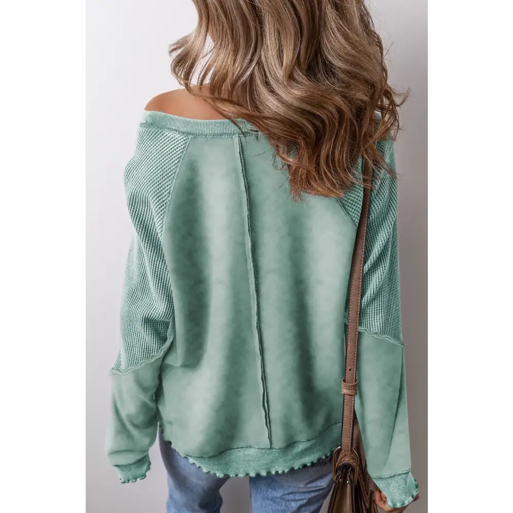 Exposed Seam Long Sleeve Sweatshirt - Tops