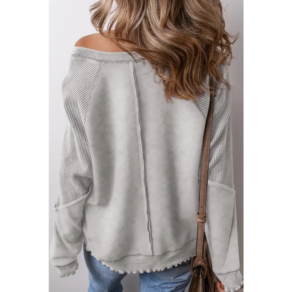 Exposed Seam Long Sleeve Sweatshirt - Tops