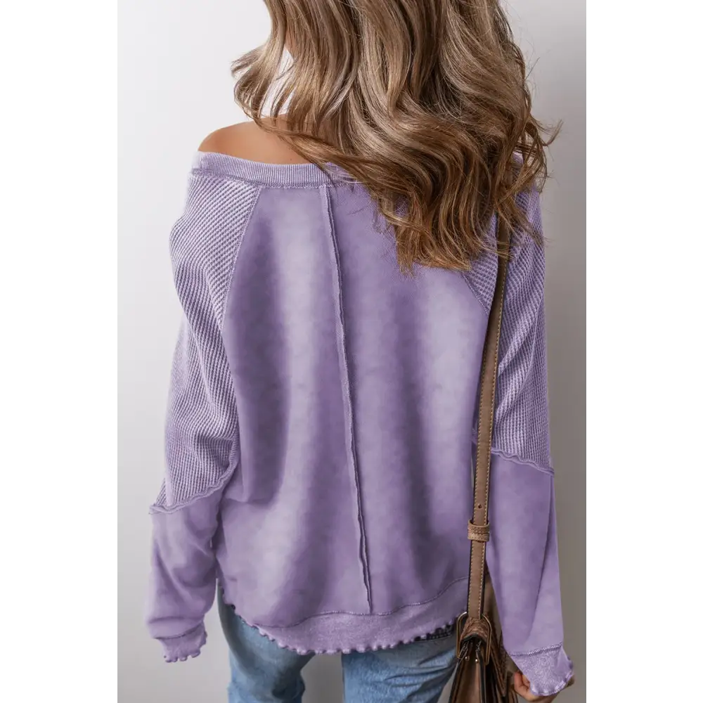 Exposed Seam Long Sleeve Sweatshirt - Tops