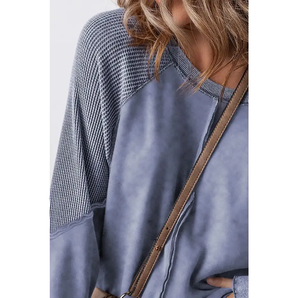 Exposed Seam Long Sleeve Sweatshirt - Tops