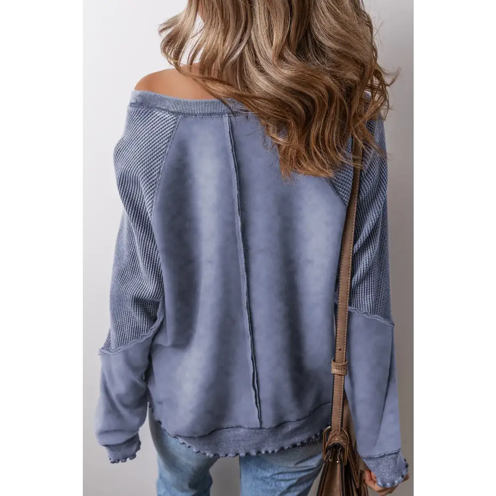 Exposed Seam Long Sleeve Sweatshirt - Tops