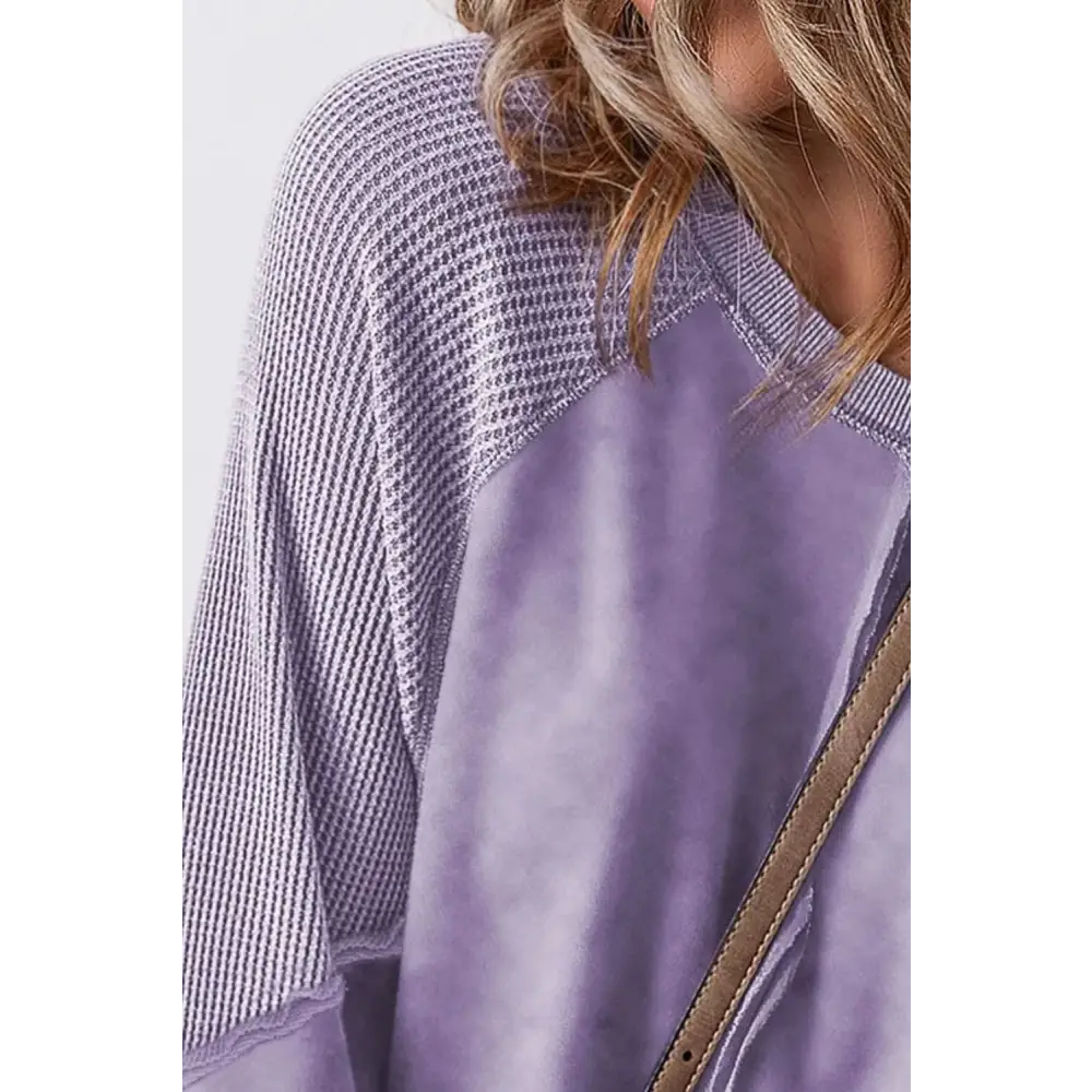 Exposed Seam Long Sleeve Sweatshirt - Tops