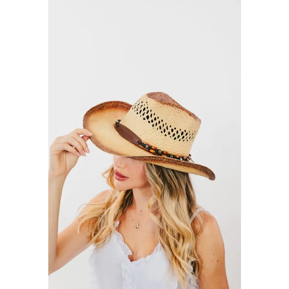 Fame Cutout Wide Brim Straw Hat - TA / One Size