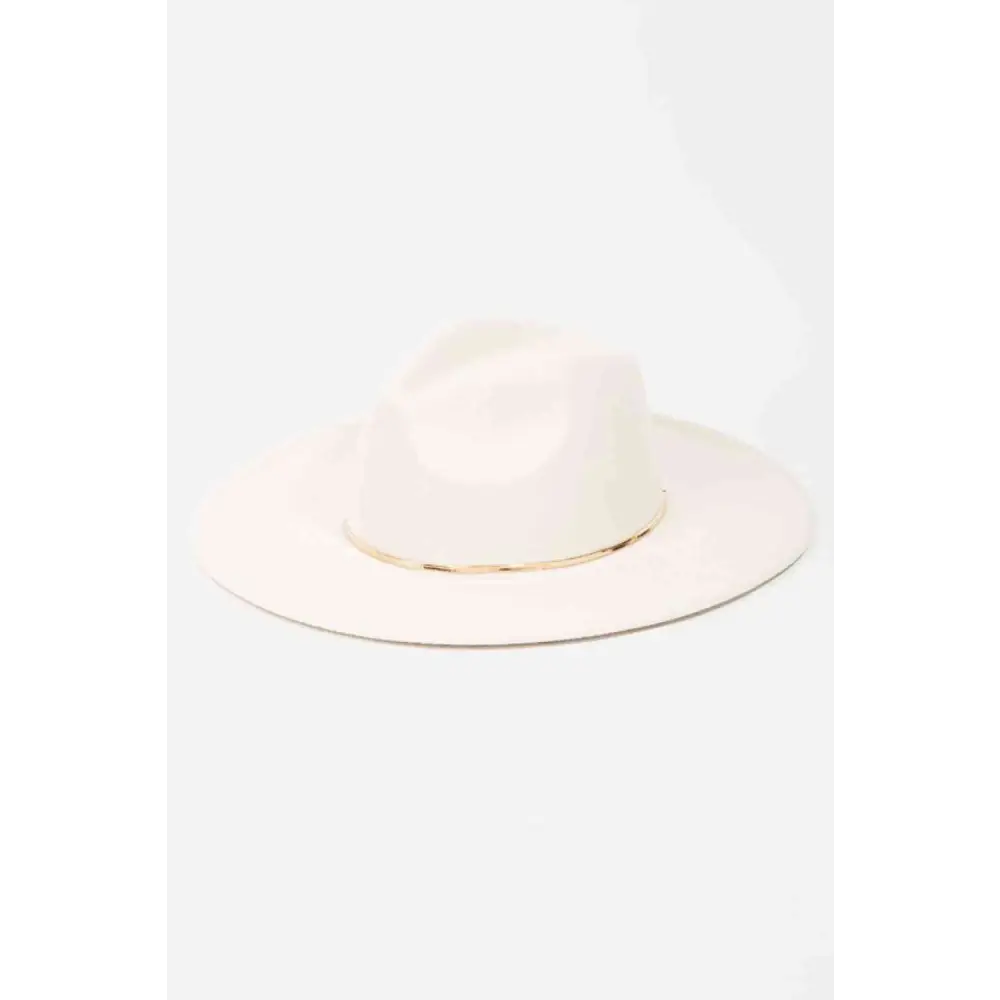 Fame Slice of Chic Herringbone Chain Fedora - Ivory / One Size