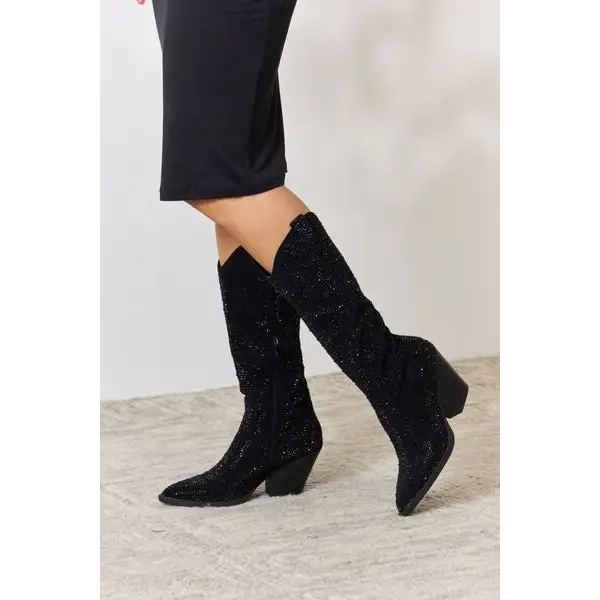 Forever Link Rhinestone Knee High Cowboy Boots - Madi Gray Boutique