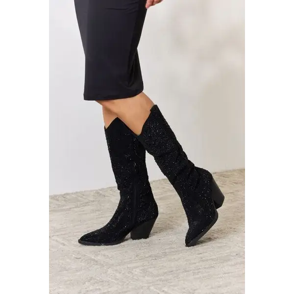 Forever Link Rhinestone Knee High Cowboy Boots - Madi Gray Boutique