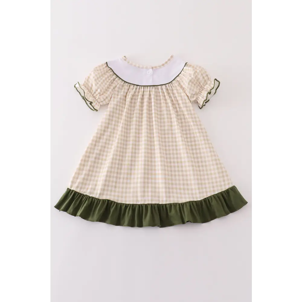 Gingham hunting embroidery girl dress - Dress