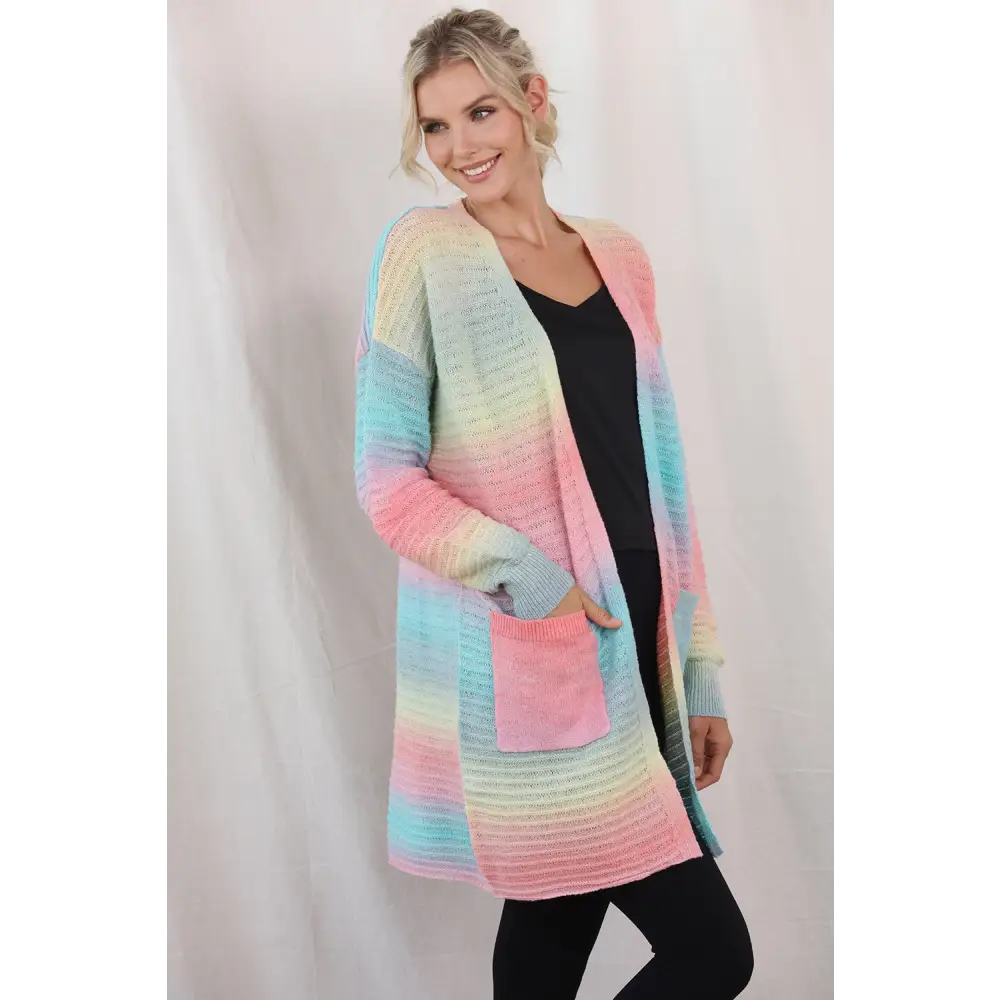 Gradient Dropped Shoulder Longline Cardigan - Madi Gray Boutique