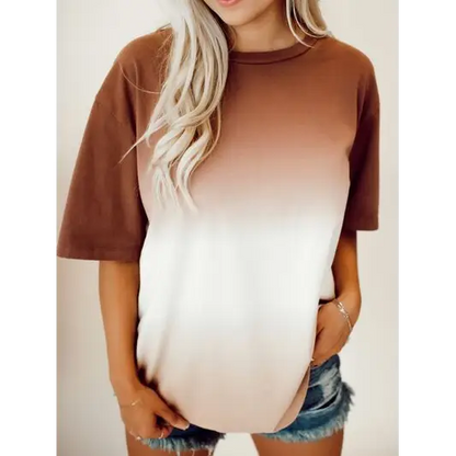 Gradient Round Neck Short Sleeve T-Shirt - Madi Gray Boutique