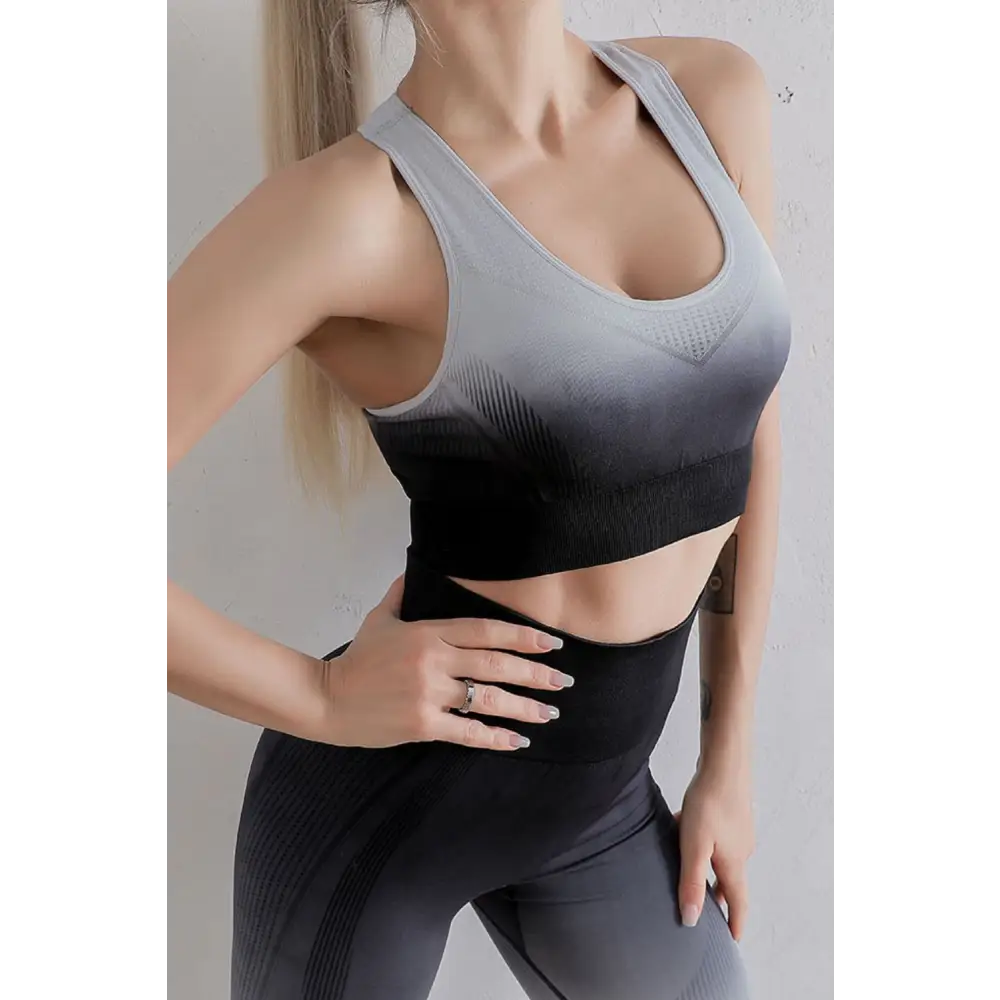 Gradient Sports Bra and Leggings Set - Madi Gray Boutique