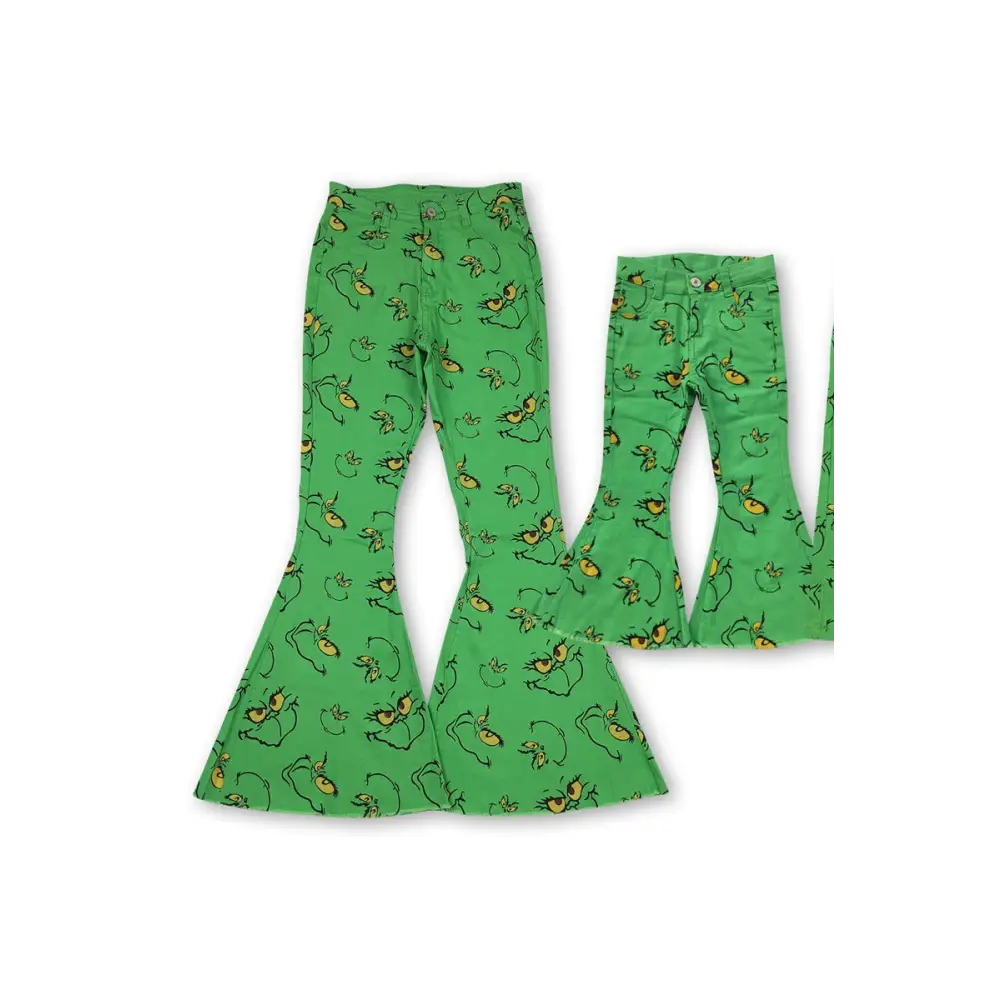 Green grinch print bell jeans mom & - Pants