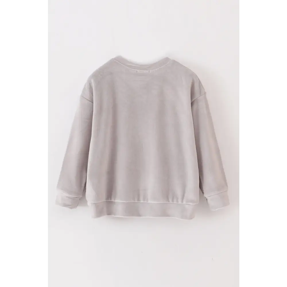 Grey velvet blessed embroidery mom&me sweatshirt - Top