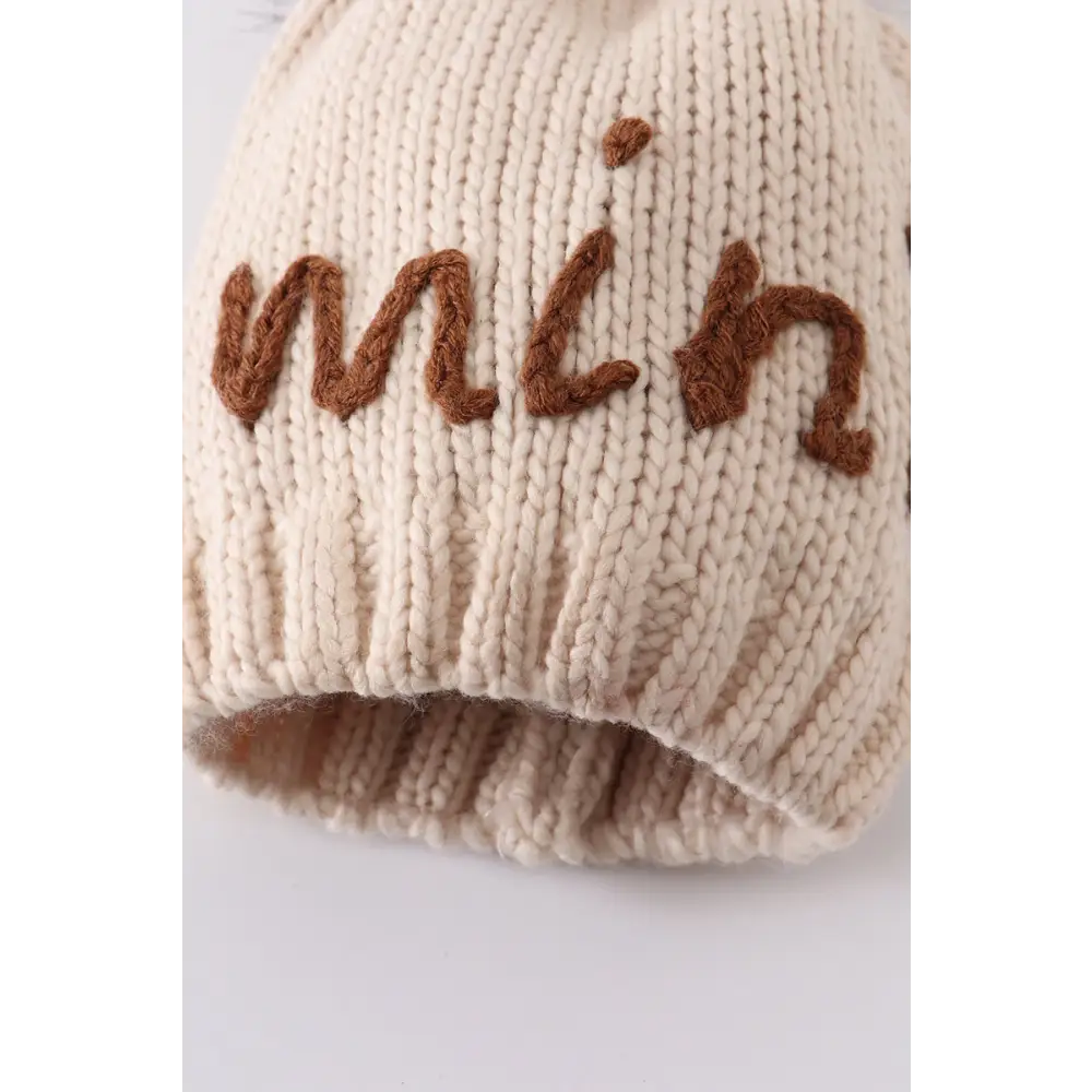 Hand embroidered pom pom beanie hat mommy&me - Hats