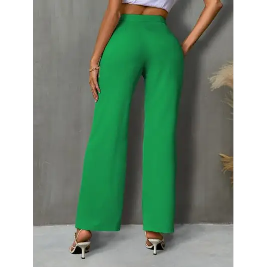 High Waist Straight Pants - Bottoms