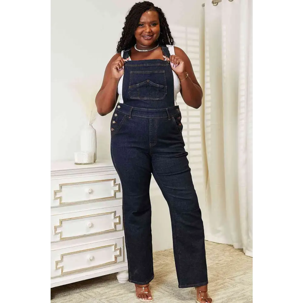 Judy Blue Full Size High Waist Classic Denim Overalls - Madi Gray Boutique