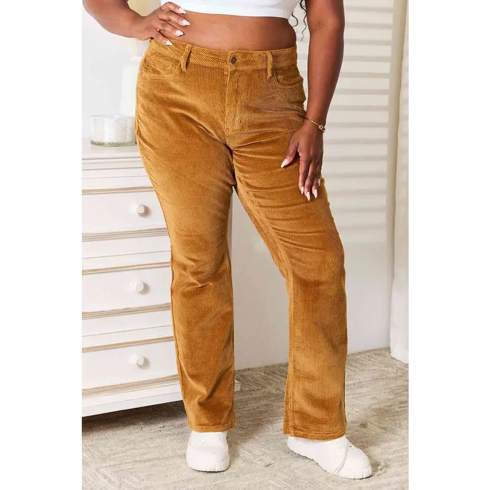 Judy Blue Full Size Mid Rise Corduroy Pants - Madi Gray Boutique