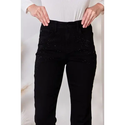 Judy Blue Full Size Rhinestone Embellished Slim Jeans - Bottoms