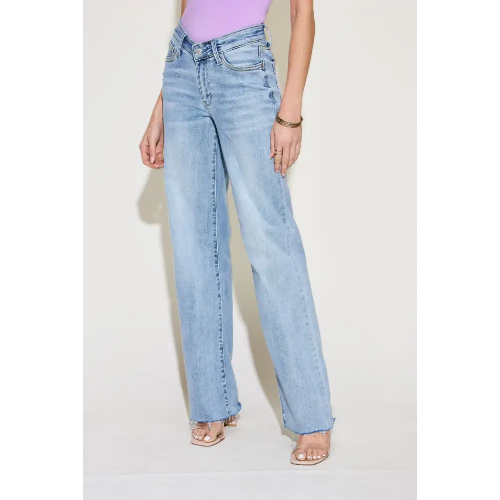 Judy Blue Full Size V Front Waistband Straight Jeans - Bottoms