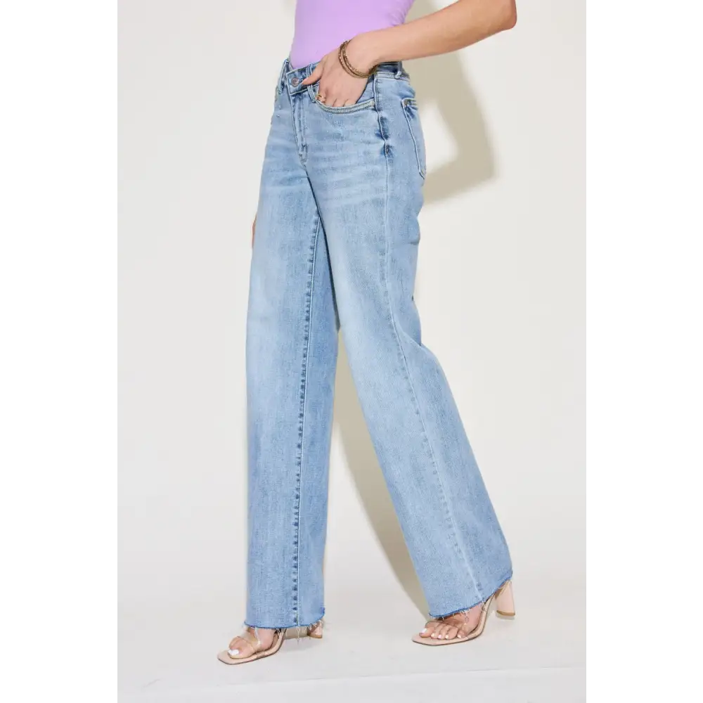 Judy Blue Full Size V Front Waistband Straight Jeans - Bottoms