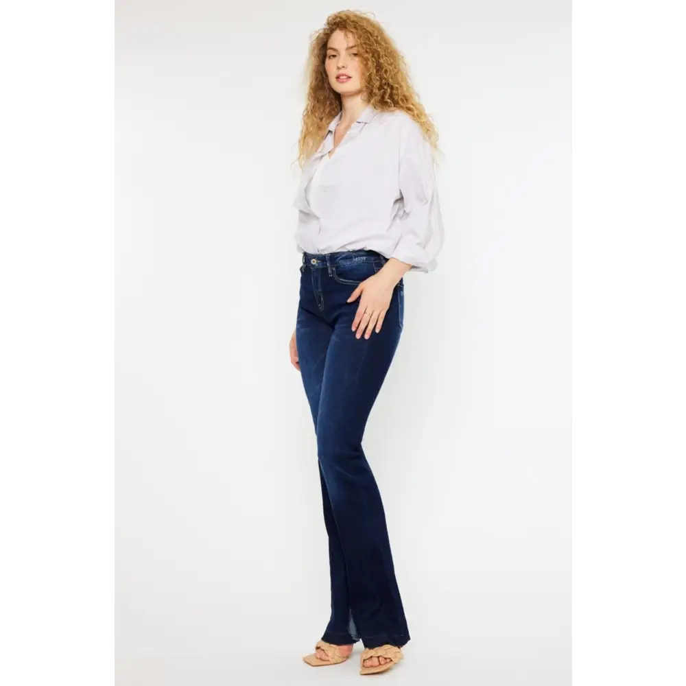 Kancan Mid Rise Slim Flare Jeans - Bottoms