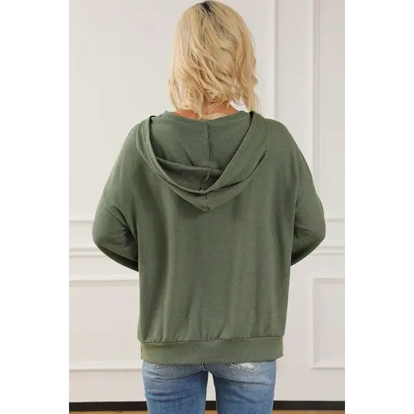 Lace-Up Exposed Seam Hoodie with Pocket - Madi Gray Boutique