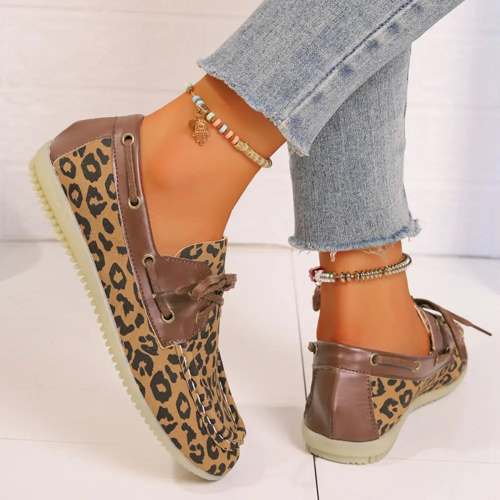 Lace Up Leopard Slip-Ons - Accessories