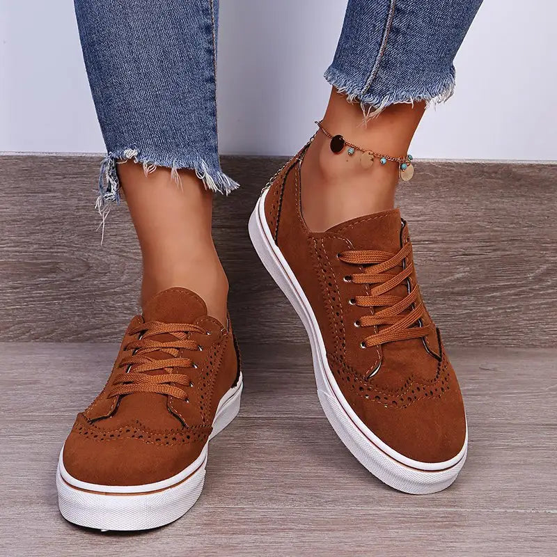 Lace-Up Suedette Flat Sneakers - Accessories