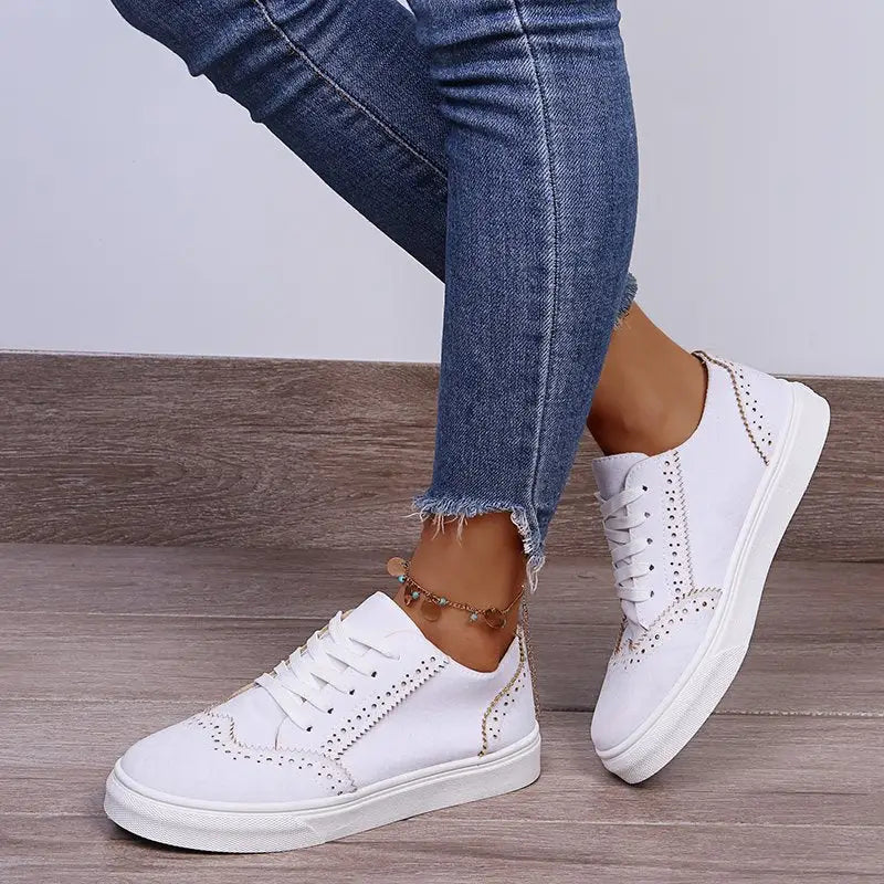 Lace-Up Suedette Flat Sneakers - Accessories