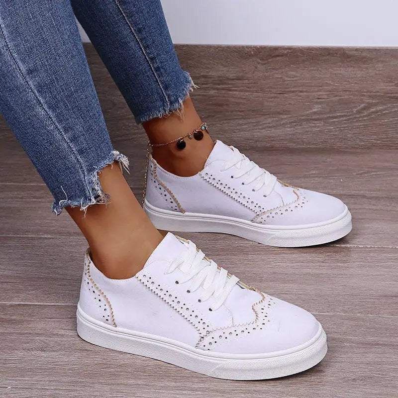 Lace-Up Suedette Flat Sneakers - Accessories