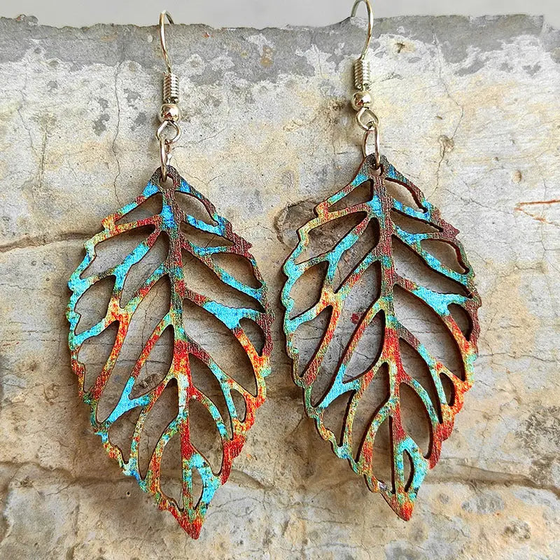 Leaf Shape Wooden Dangle Earrings - Madi Gray Boutique