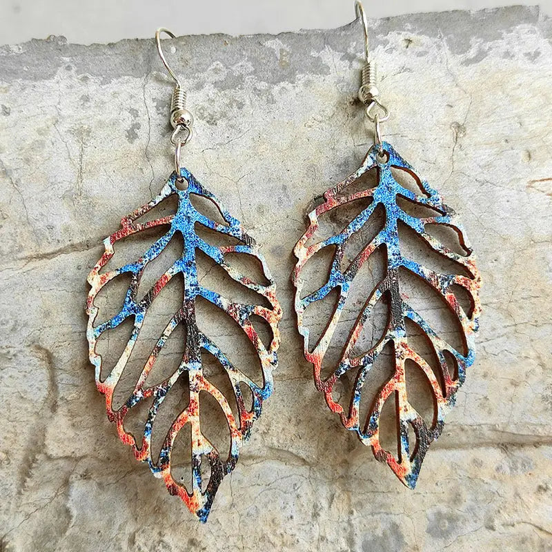 Leaf Shape Wooden Dangle Earrings - Madi Gray Boutique