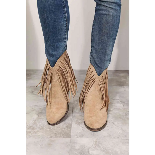 Legend Women's Fringe Cowboy Western Ankle Boots - Madi Gray Boutique