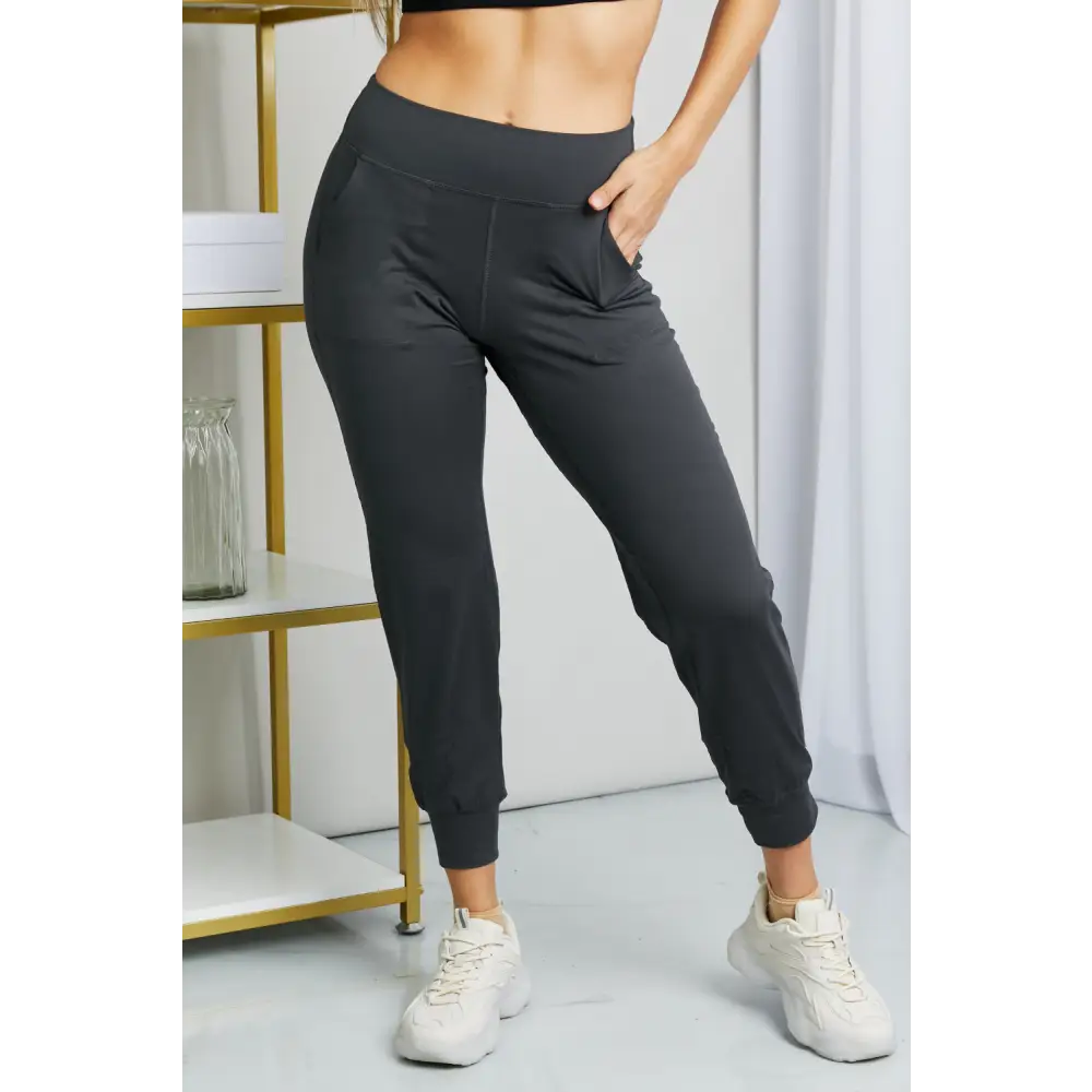 Leggings Depot Full Size Wide Waistband Cropped Joggers - Charcoal / S - Bottoms