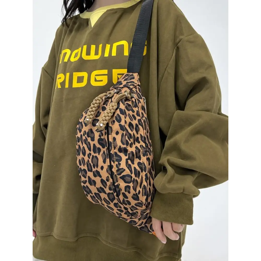 Leopard Nylon Crossbody Bag - Camel / One Size - Accessories