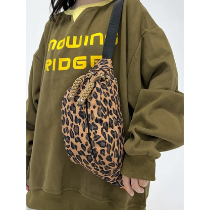 Leopard Nylon Crossbody Bag - Camel / One Size - Accessories