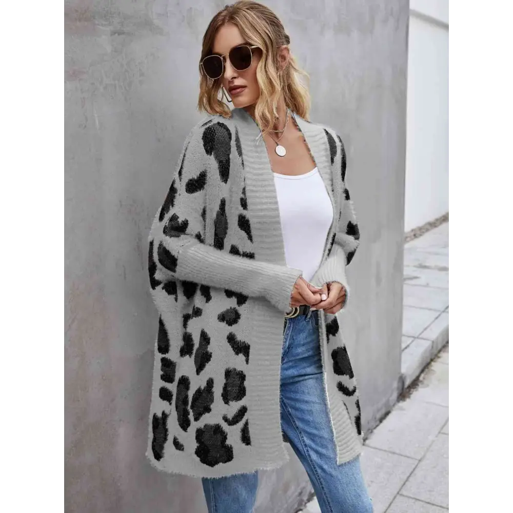 Leopard Pattern Fuzzy Cardigan - Madi Gray Boutique