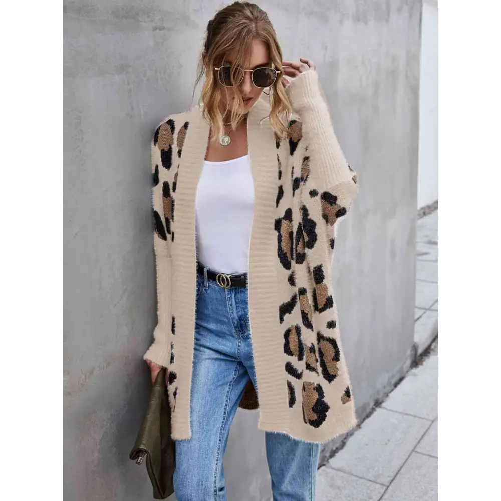 Leopard Pattern Fuzzy Cardigan - Madi Gray Boutique