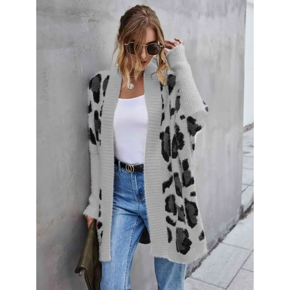 Leopard Pattern Fuzzy Cardigan - Madi Gray Boutique