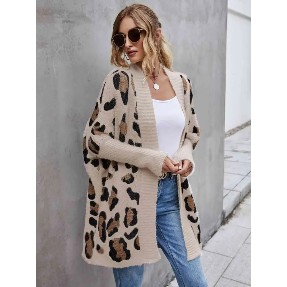 Leopard Pattern Fuzzy Cardigan - Madi Gray Boutique