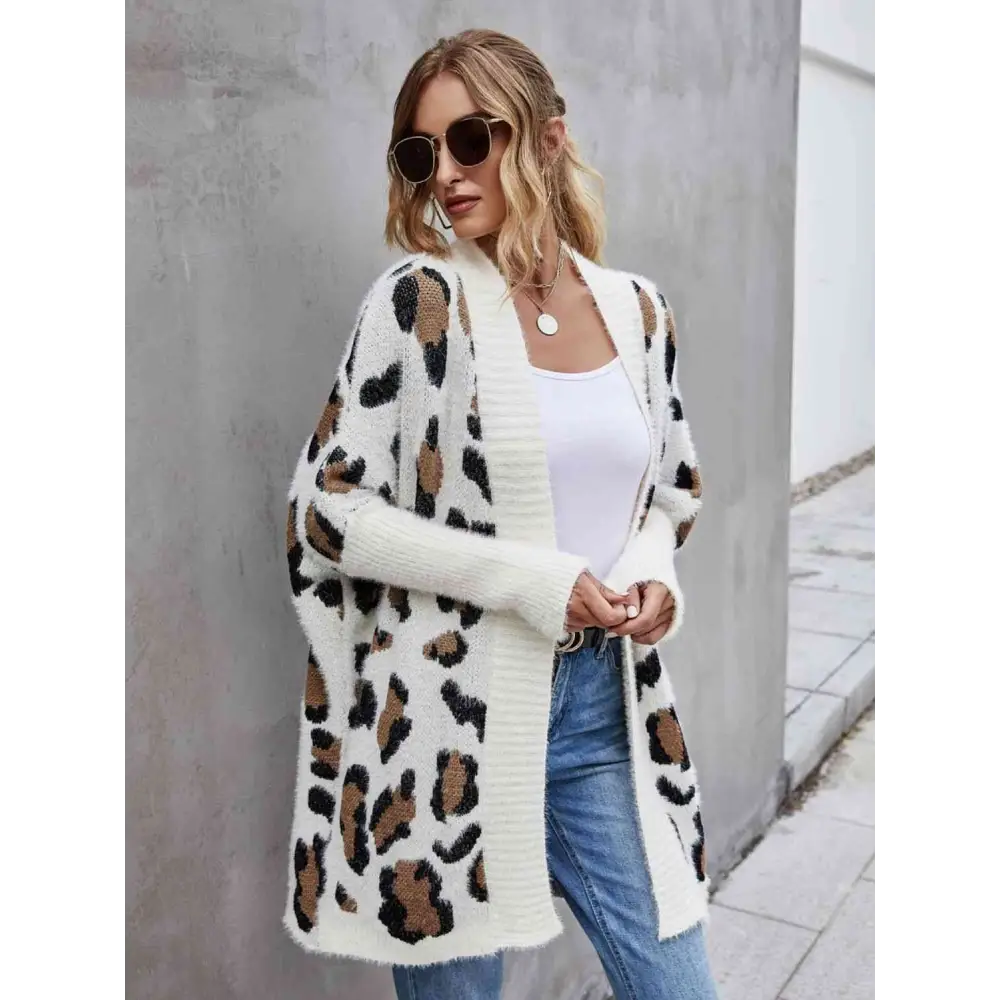 Leopard Pattern Fuzzy Cardigan - Madi Gray Boutique